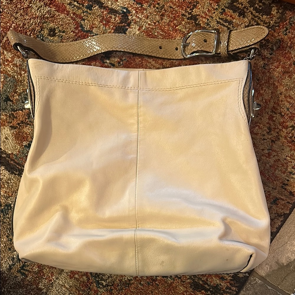 Cream Leather Shoulder Bag